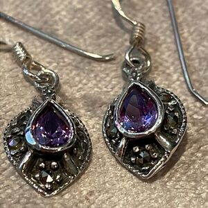 Amethyst Tear Drop 925 Sterling Silver Earrings